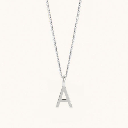 Letter Necklace with Curb Chain Silver